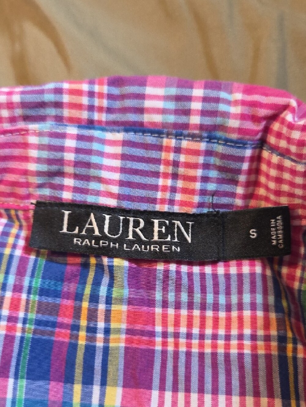 Lauren Ralph Lauren Pink and Blue Plaid Cotton Lounge Pajama Set - Picture 2 of 3